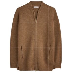 J.‎ CREW Full-zip flight sweater-jacket Heather Rich Camel Minimalist Size XS